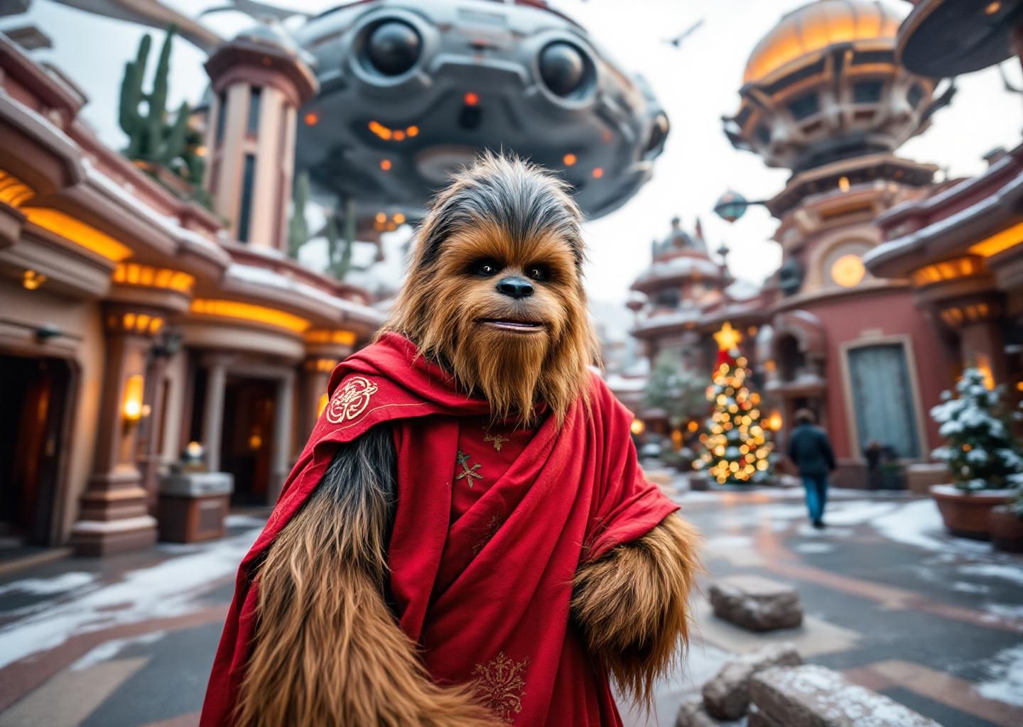 Chewbacca Just Showed Up at Disneyland in His Life Day Robes—And It’s the First Time Ever