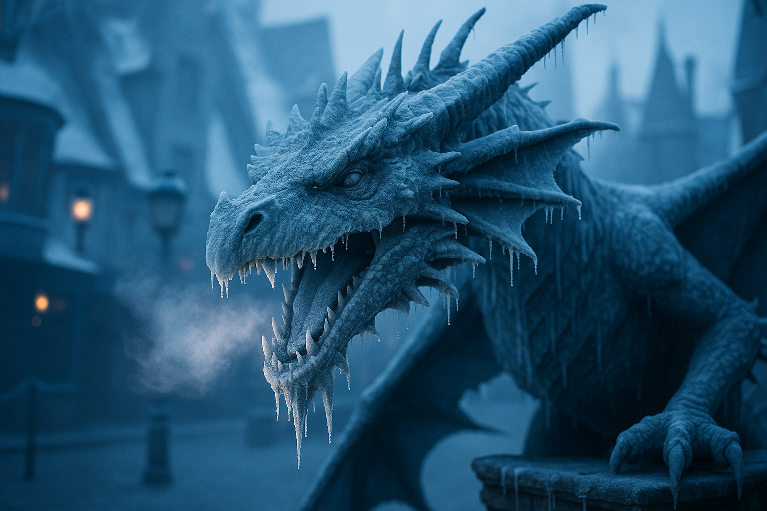 It Was So Cold in Florida on New Year’s Eve That Epic Universe’s Snow Wraith Dragon Was Literally Frozen Solid
